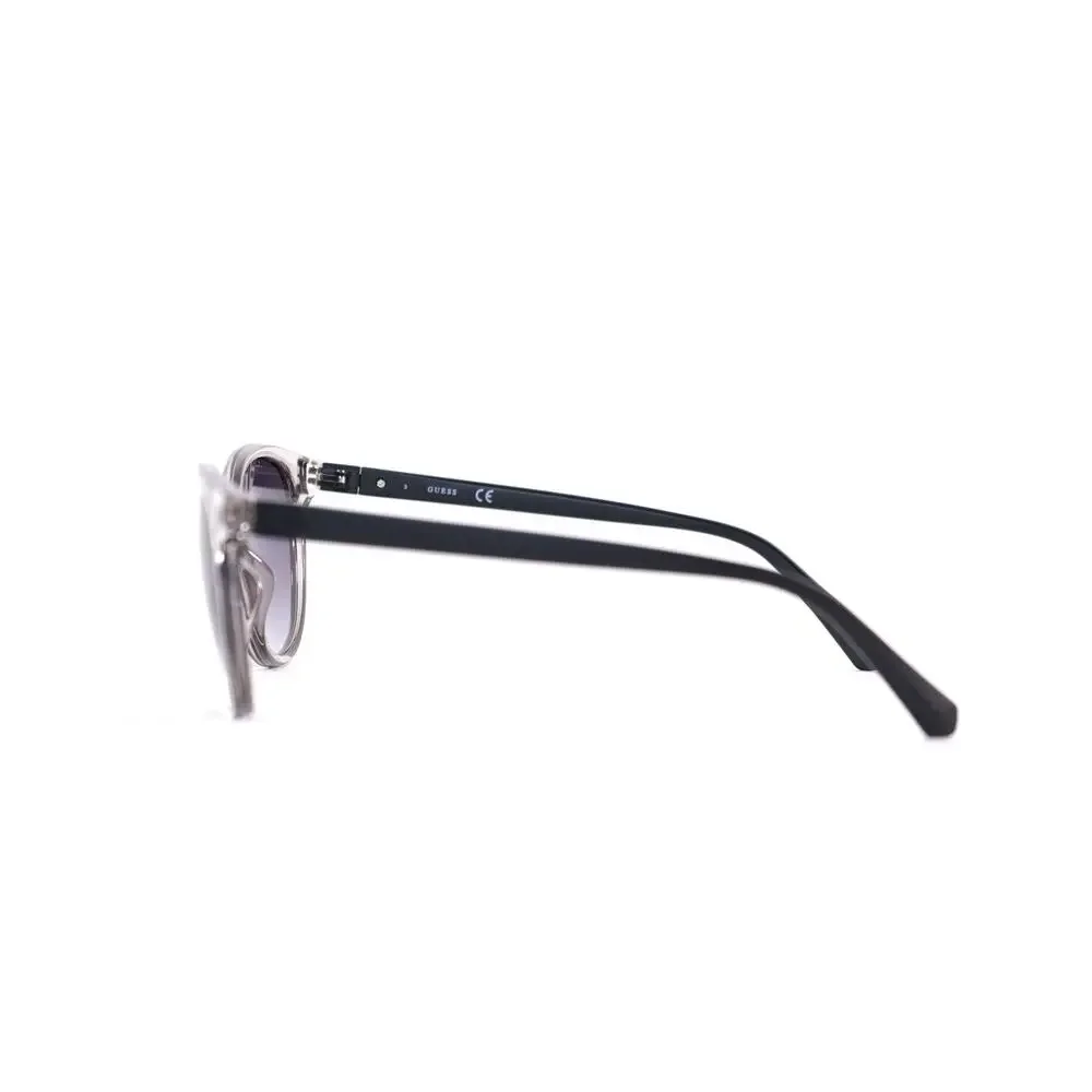 GUESS Round Sunglasses – Transparent Grey / Grey Gradient – Matte Black Arms–NWT